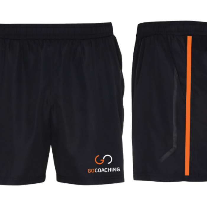 Shorts - Black with a orange and black stripe down each leg